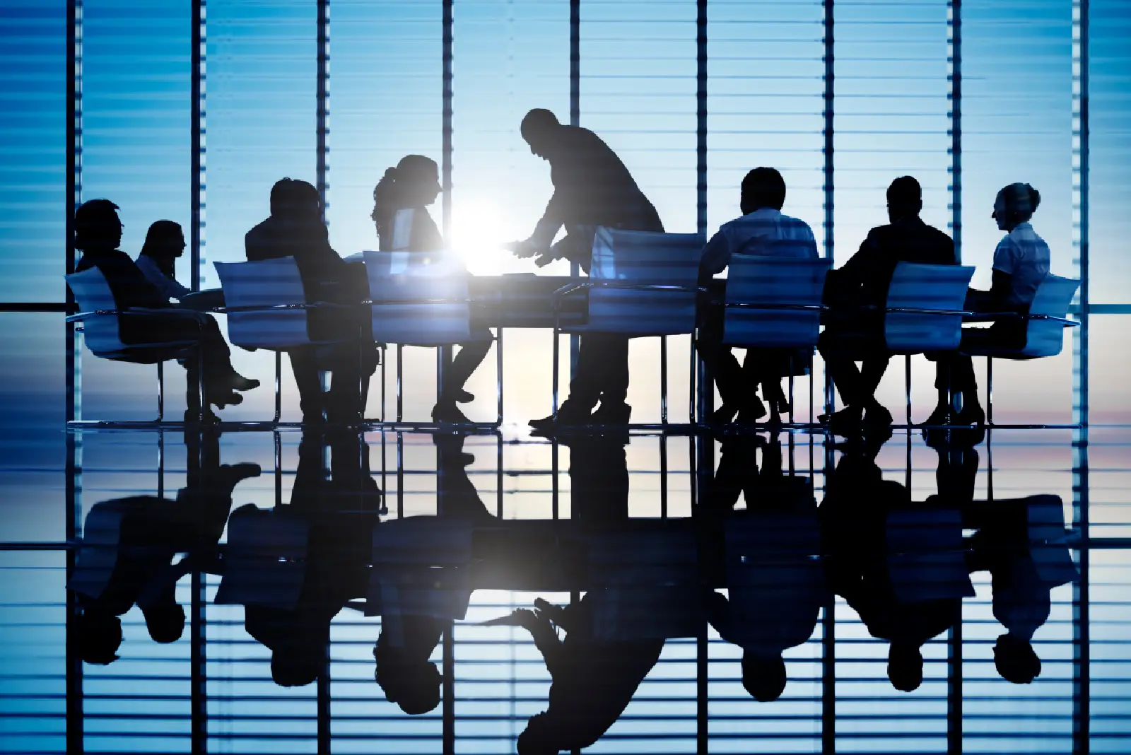 Silhouettes Of People In A Conference Room